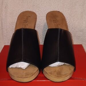 BAMBOO Black and Tan Mules